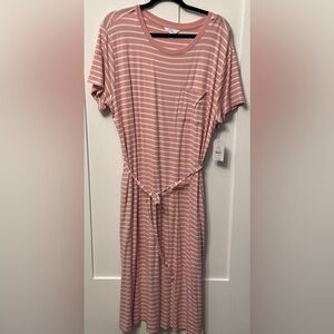 Time and Tru Pink Striped Midi Dress
